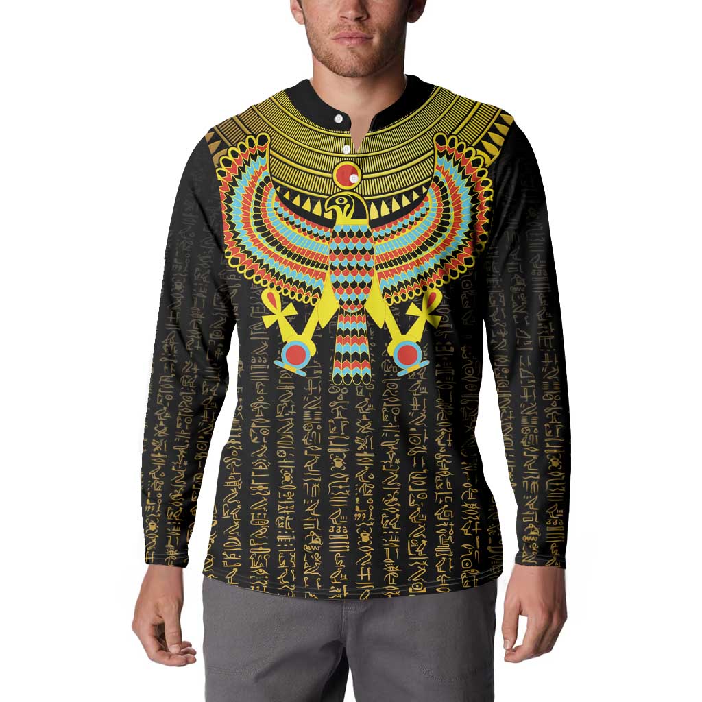 Ancient Egyptian Button Sweatshirt Symbol of Horus The Falcon God LT9 - Wonder Print Shop