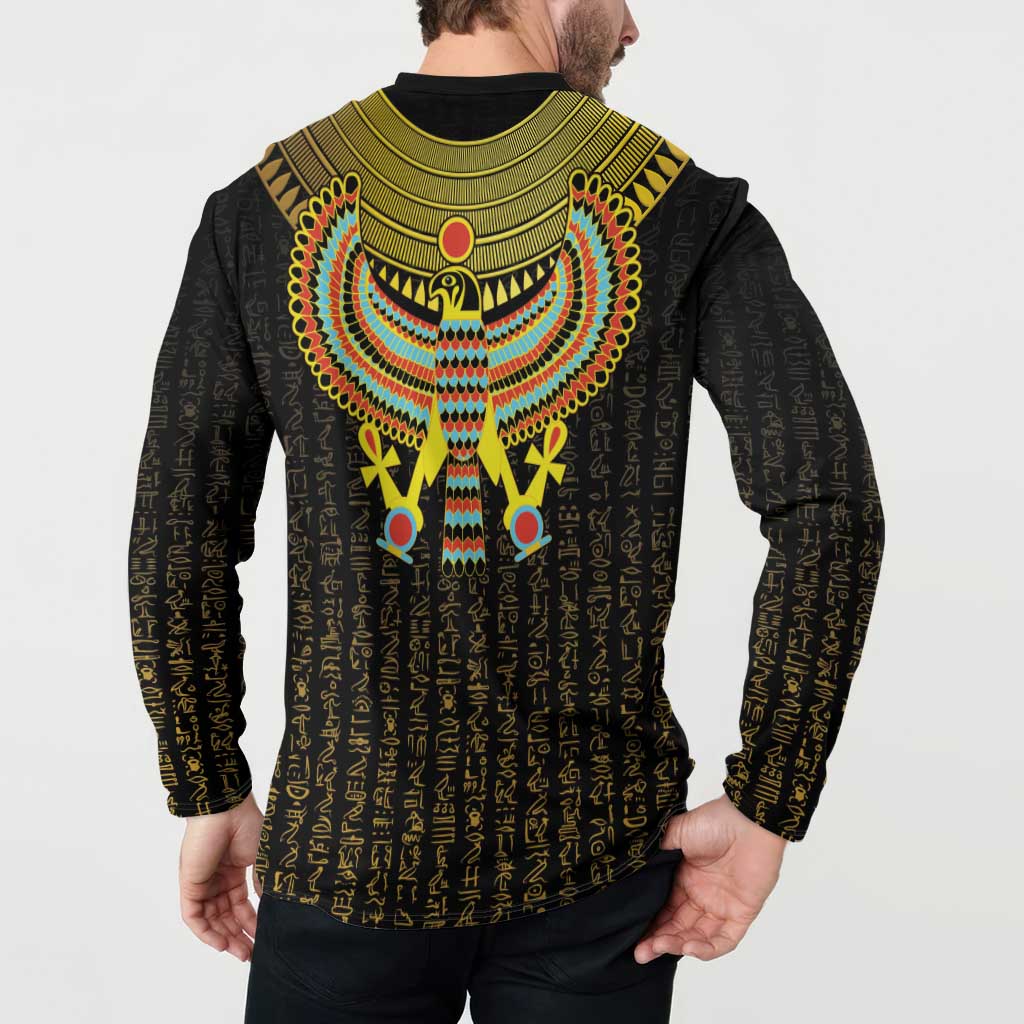 Ancient Egyptian Button Sweatshirt Symbol of Horus The Falcon God LT9 - Wonder Print Shop