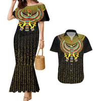Ancient Egyptian Couples Matching Mermaid Dress and Hawaiian Shirt Symbol of Horus The Falcon God LT9 - Wonder Print Shop