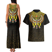 Ancient Egyptian Couples Matching Tank Maxi Dress and Hawaiian Shirt Symbol of Horus The Falcon God LT9 - Wonder Print Shop