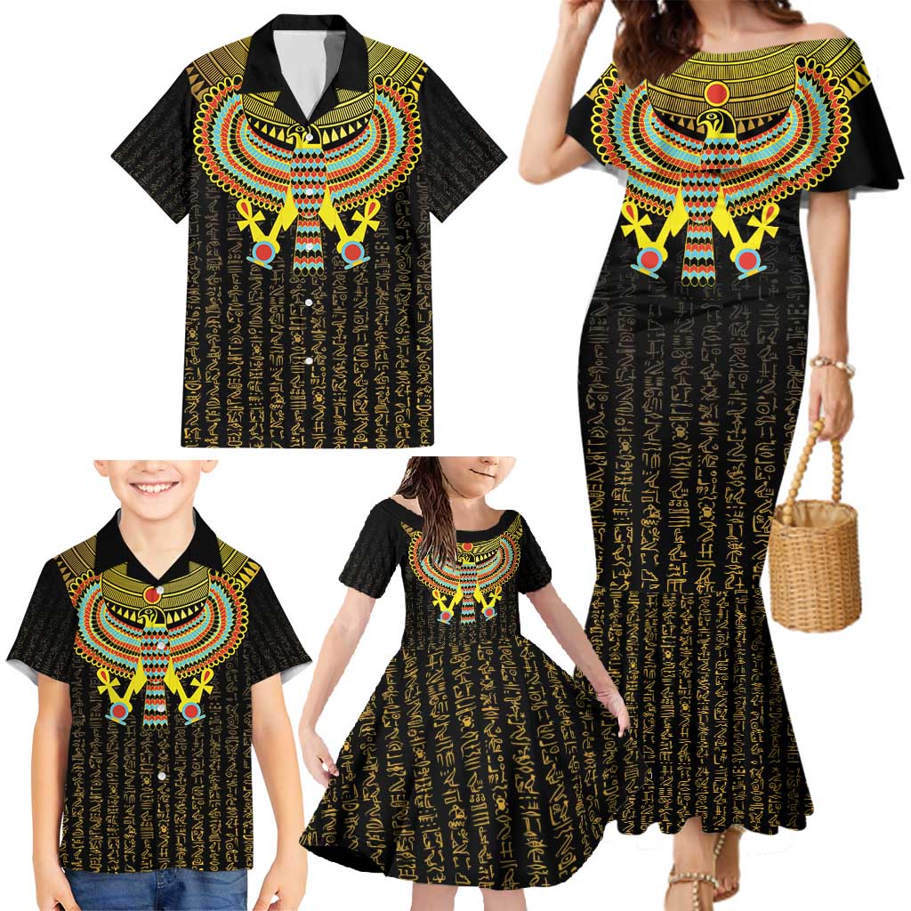 Ancient Egyptian Family Matching Mermaid Dress and Hawaiian Shirt Symbol of Horus The Falcon God LT9 - Wonder Print Shop