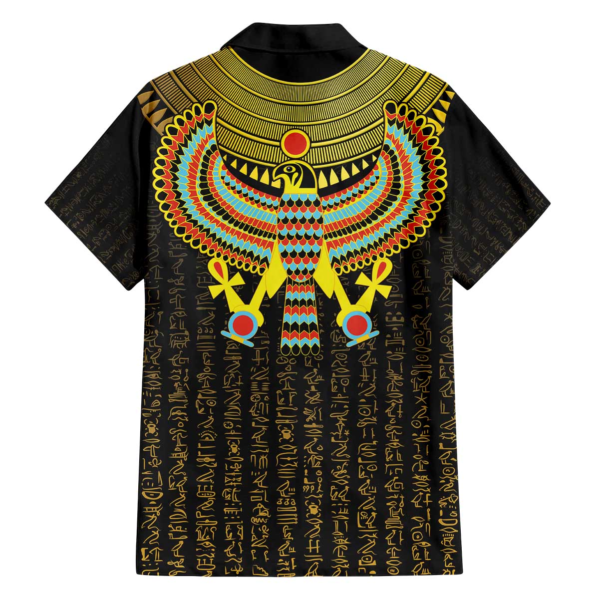 Ancient Egyptian Family Matching Off The Shoulder Long Sleeve Dress and Hawaiian Shirt Symbol of Horus The Falcon God - Wonder Print Shop