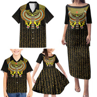 Ancient Egyptian Family Matching Puletasi and Hawaiian Shirt Symbol of Horus The Falcon God - Wonder Print Shop