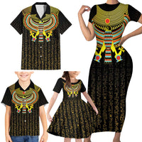 Ancient Egyptian Family Matching Short Sleeve Bodycon Dress and Hawaiian Shirt Symbol of Horus The Falcon God - Wonder Print Shop