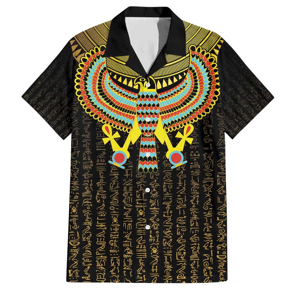 Ancient Egyptian Family Matching Short Sleeve Bodycon Dress and Hawaiian Shirt Symbol of Horus The Falcon God - Wonder Print Shop