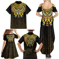 Ancient Egyptian Family Matching Summer Maxi Dress and Hawaiian Shirt Symbol of Horus The Falcon God - Wonder Print Shop