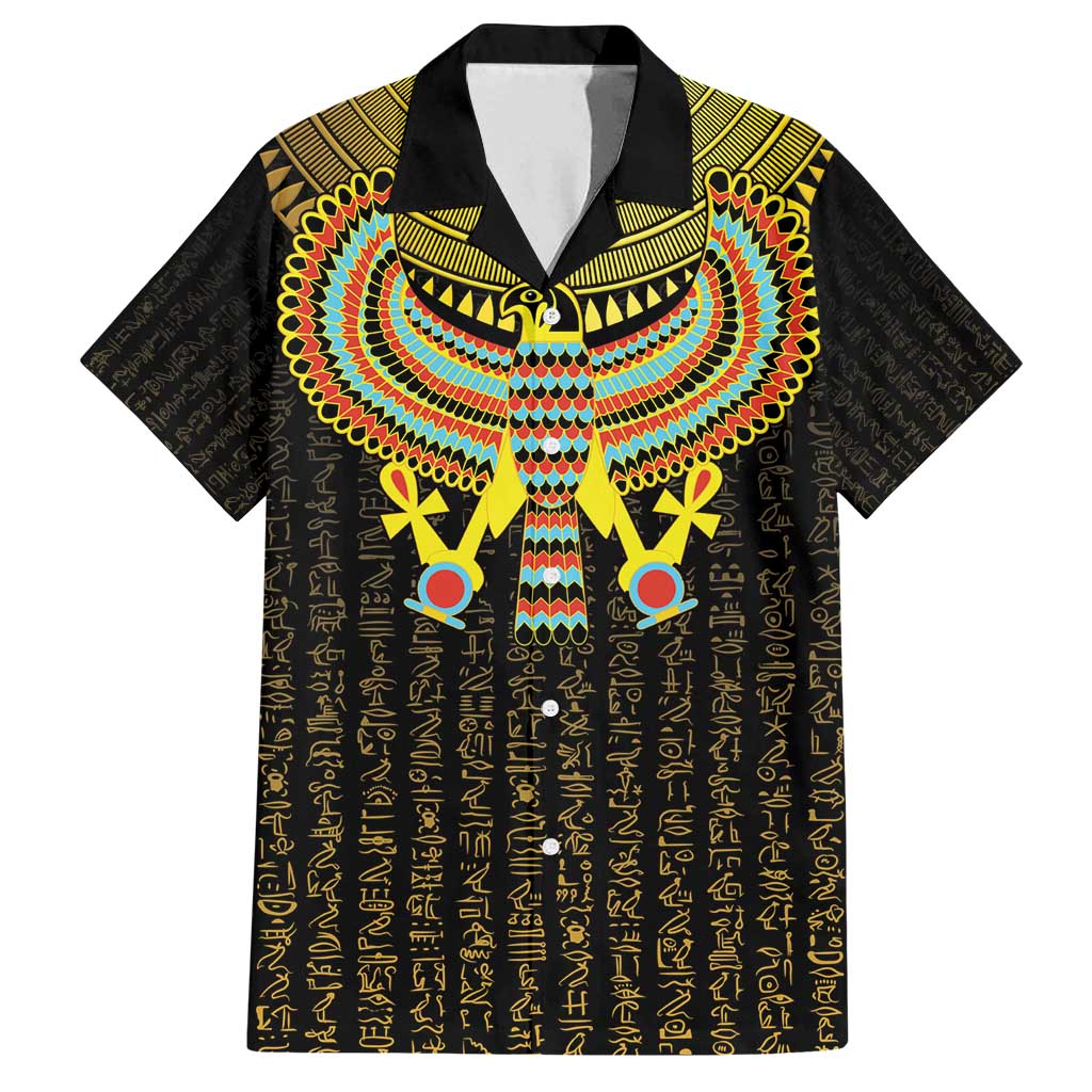Ancient Egyptian Family Matching Summer Maxi Dress and Hawaiian Shirt Symbol of Horus The Falcon God - Wonder Print Shop