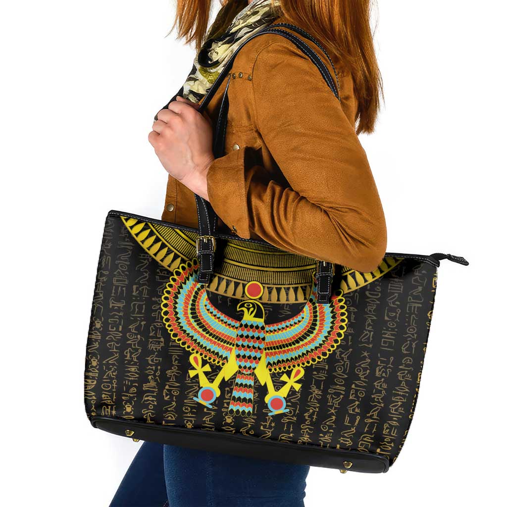 Ancient Egyptian Leather Tote Bag Symbol of Horus The Falcon God - Wonder Print Shop