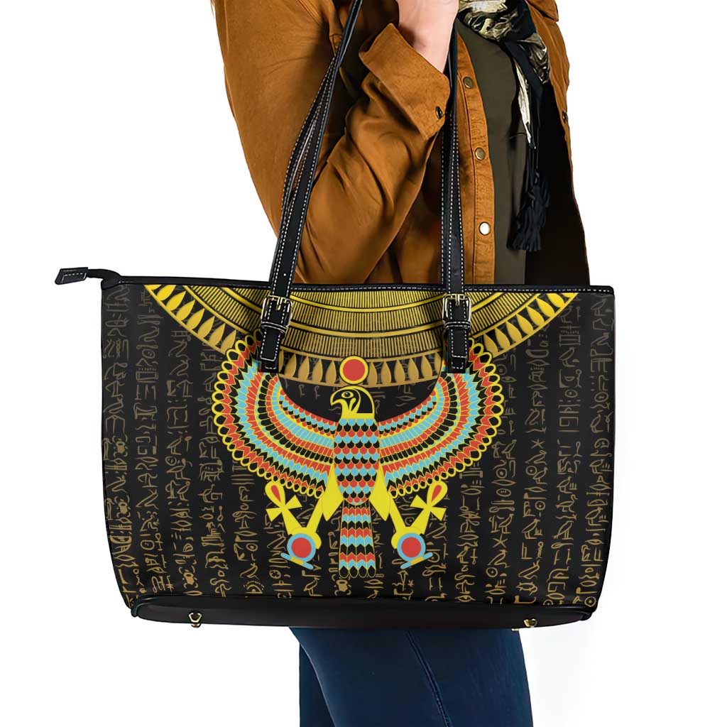 Ancient Egyptian Leather Tote Bag Symbol of Horus The Falcon God - Wonder Print Shop