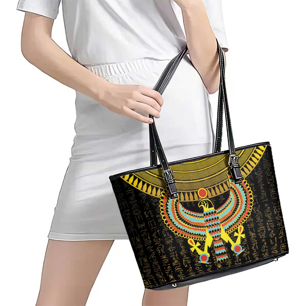 Ancient Egyptian Leather Tote Bag Symbol of Horus The Falcon God - Wonder Print Shop
