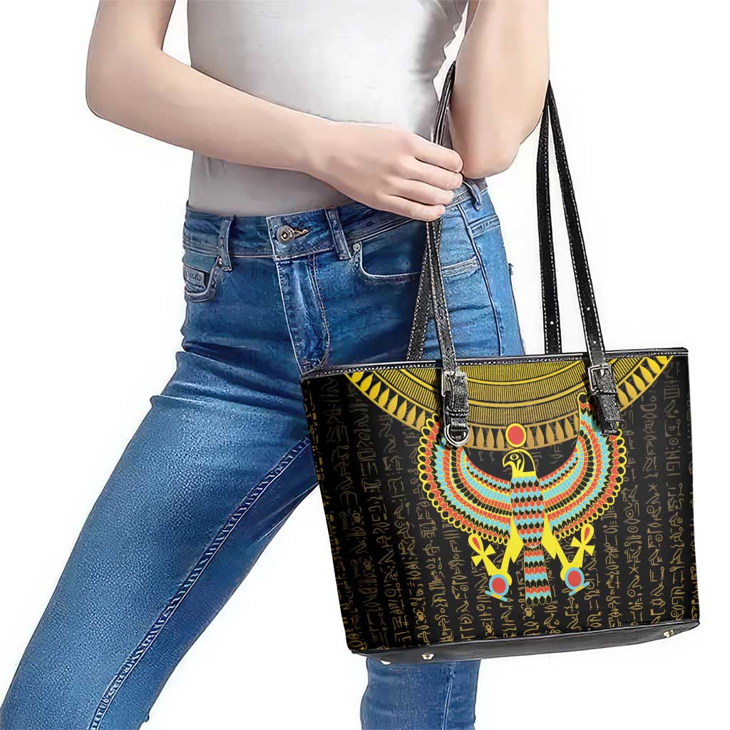 Ancient Egyptian Leather Tote Bag Symbol of Horus The Falcon God - Wonder Print Shop