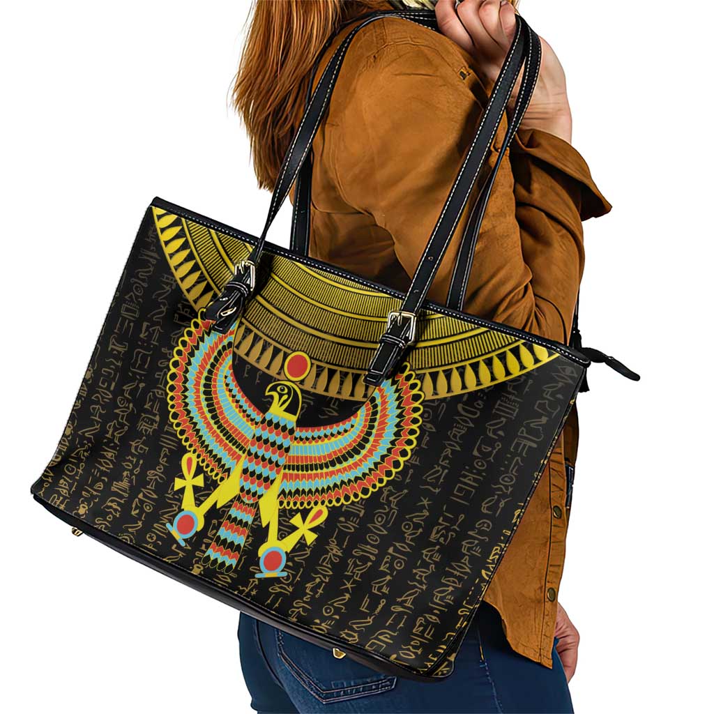 Ancient Egyptian Leather Tote Bag Symbol of Horus The Falcon God - Wonder Print Shop