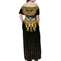 Ancient Egyptian Off Shoulder Maxi Dress Symbol of Horus The Falcon God - Wonder Print Shop