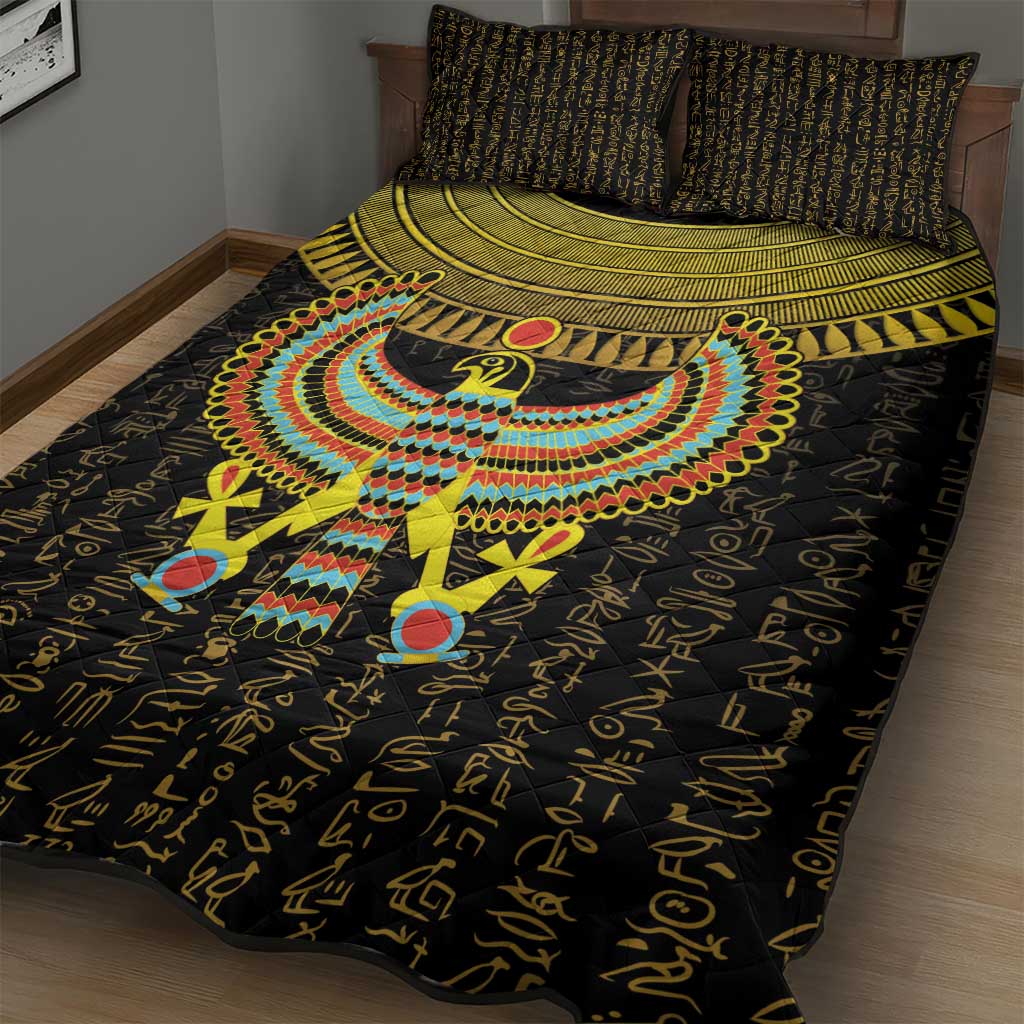 Ancient Egyptian Quilt Bed Set Symbol of Horus The Falcon God - Wonder Print Shop