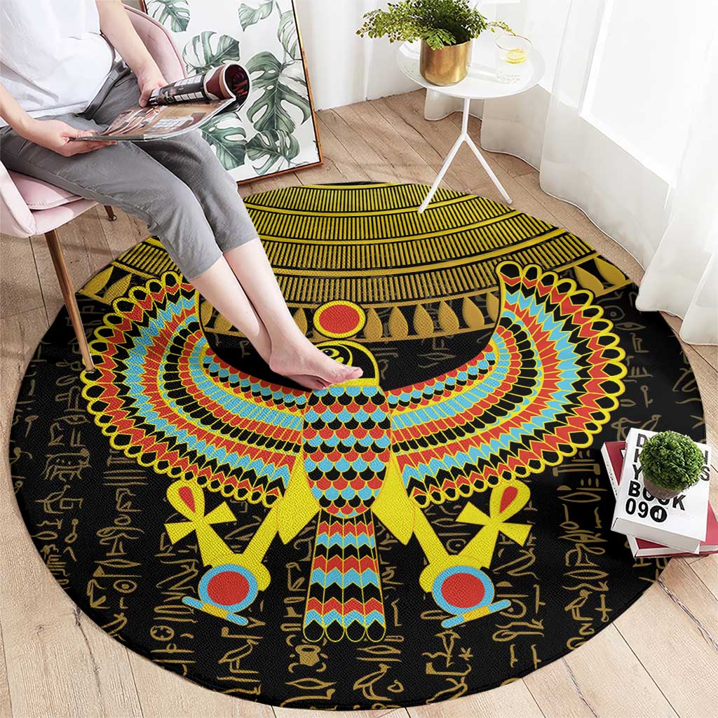 Ancient Egyptian Round Carpet Symbol of Horus The Falcon God