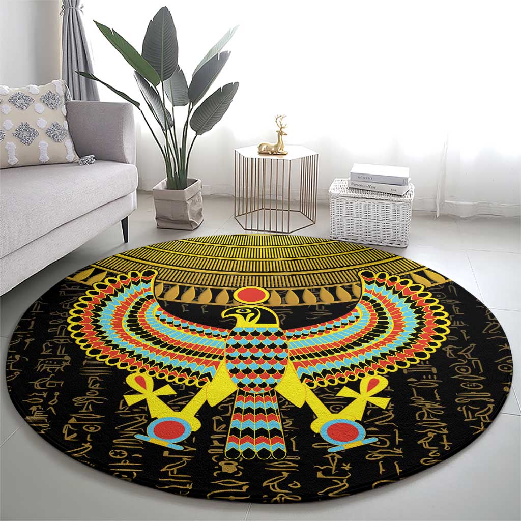 Ancient Egyptian Round Carpet Symbol of Horus The Falcon God