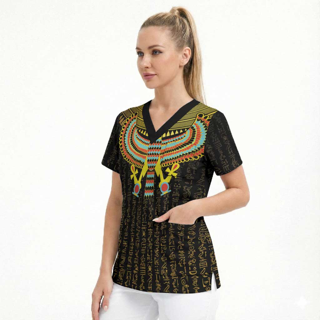 Ancient Egyptian Scrub Top Symbol of Horus The Falcon God