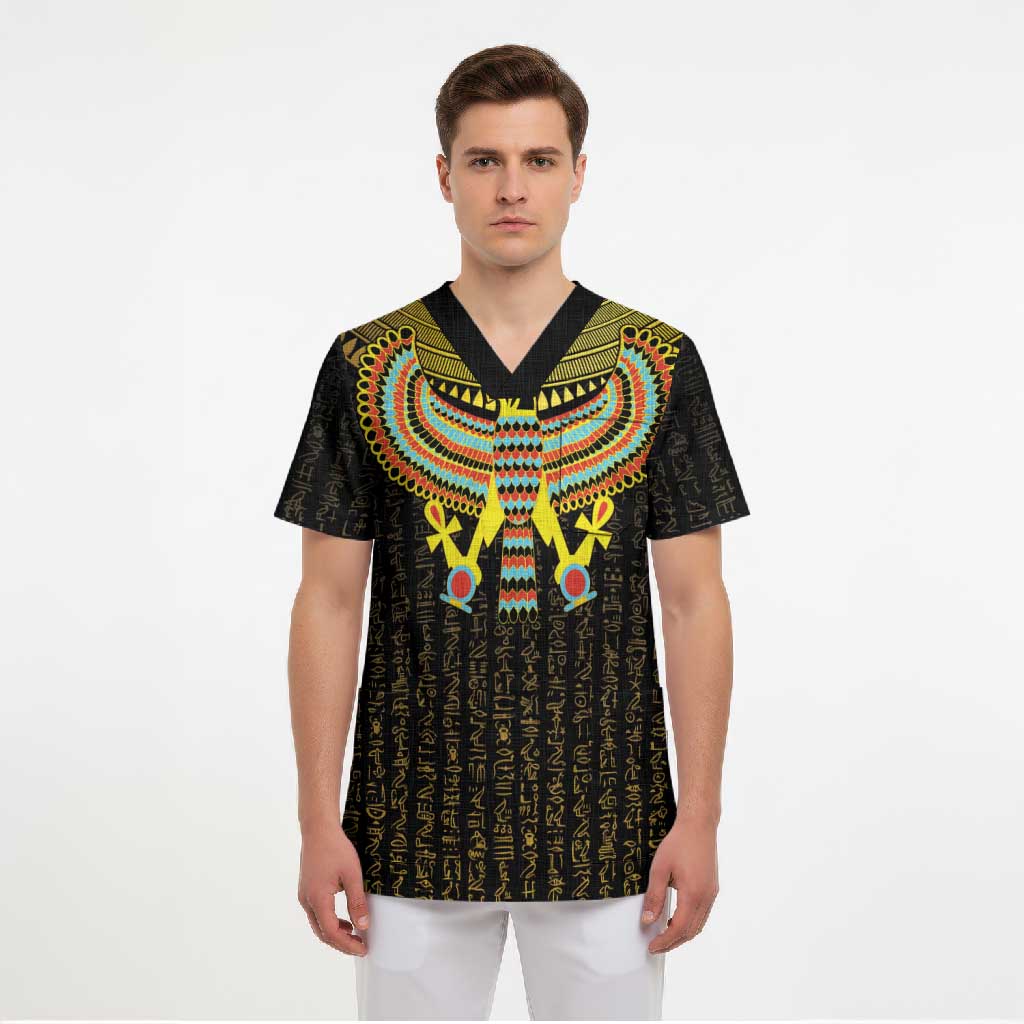 Ancient Egyptian Scrub Top Symbol of Horus The Falcon God