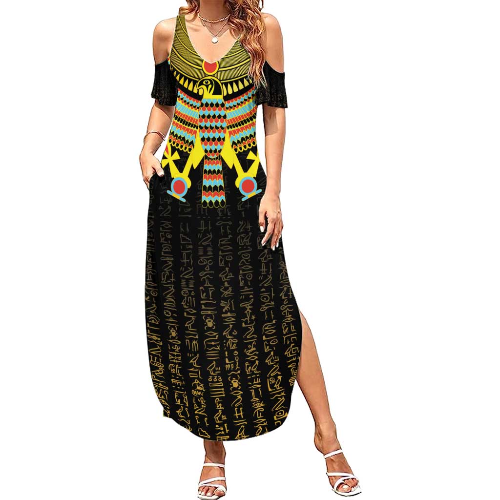 Ancient Egyptian Summer Maxi Dress Symbol of Horus The Falcon God - Wonder Print Shop
