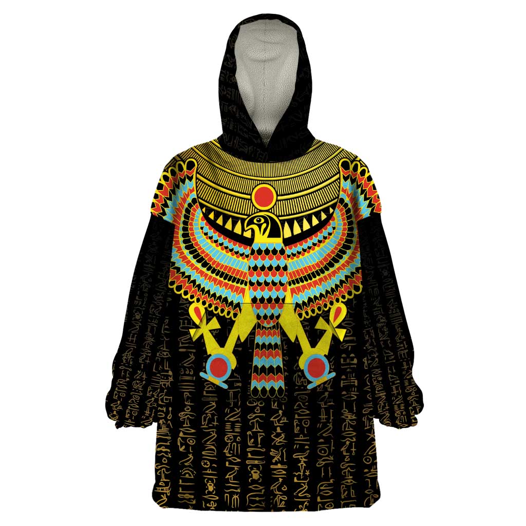 Ancient Egyptian Wearable Blanket Hoodie Symbol of Horus The Falcon God - Wonder Print Shop