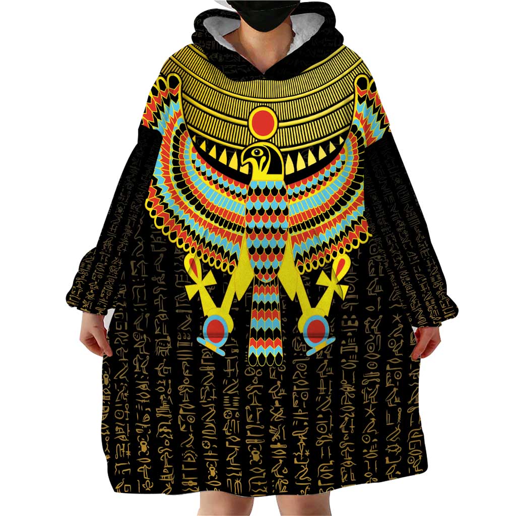 Ancient Egyptian Wearable Blanket Hoodie Symbol of Horus The Falcon God - Wonder Print Shop