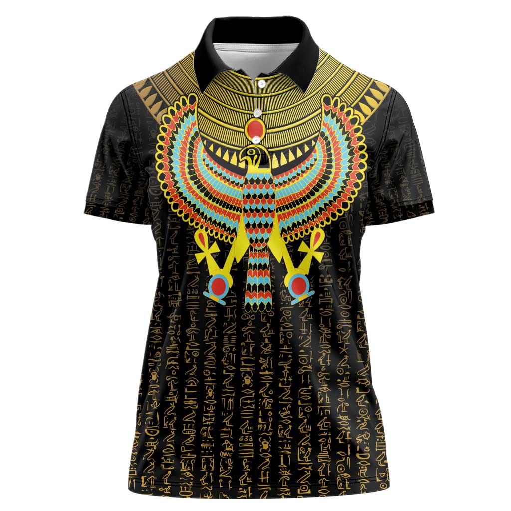 Ancient Egyptian Women Polo Shirt Symbol of Horus The Falcon God - Wonder Print Shop