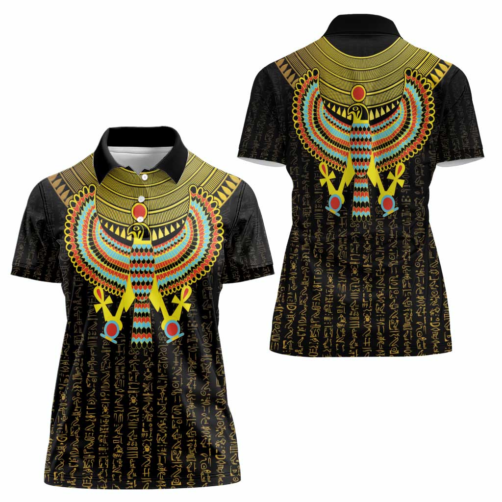 Ancient Egyptian Women Polo Shirt Symbol of Horus The Falcon God - Wonder Print Shop