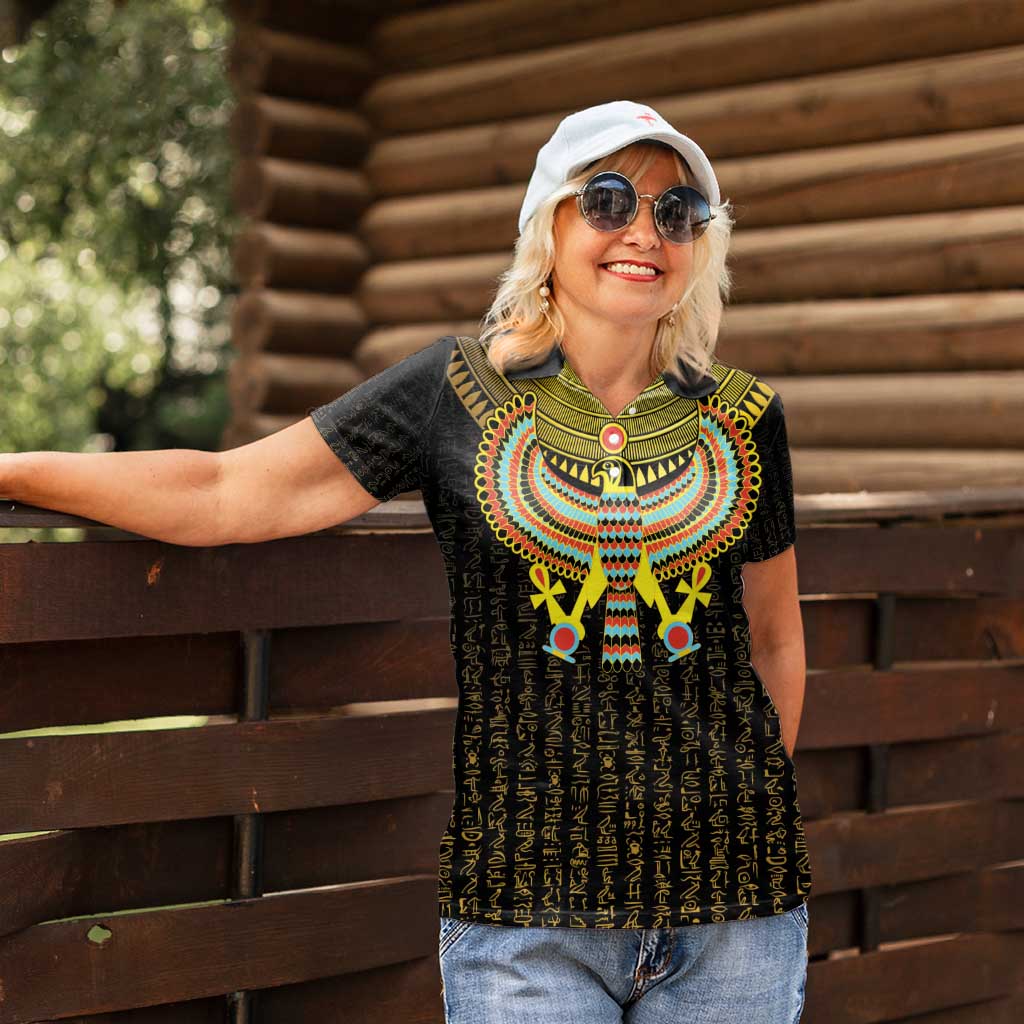 Ancient Egyptian Women Polo Shirt Symbol of Horus The Falcon God - Wonder Print Shop
