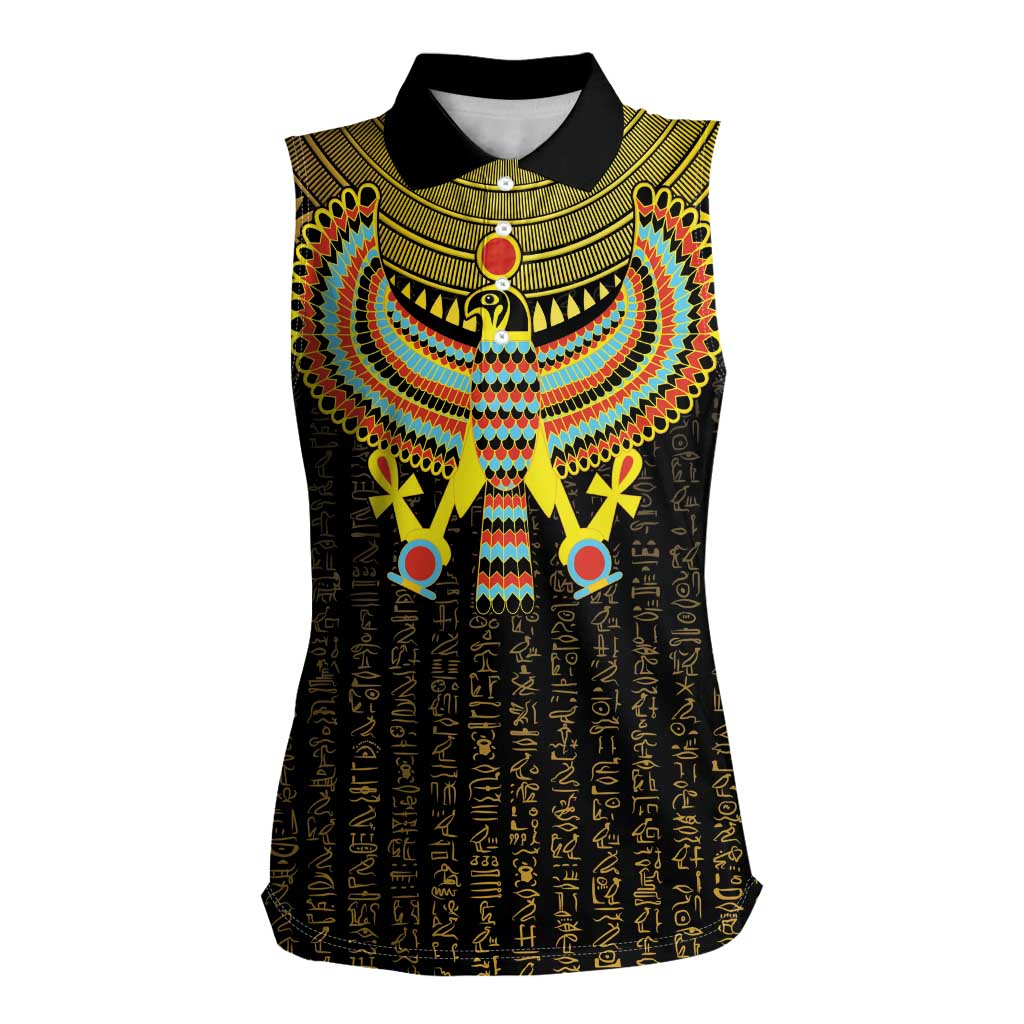 Ancient Egyptian Women Sleeveless Polo Shirt Symbol of Horus The Falcon God - Wonder Print Shop