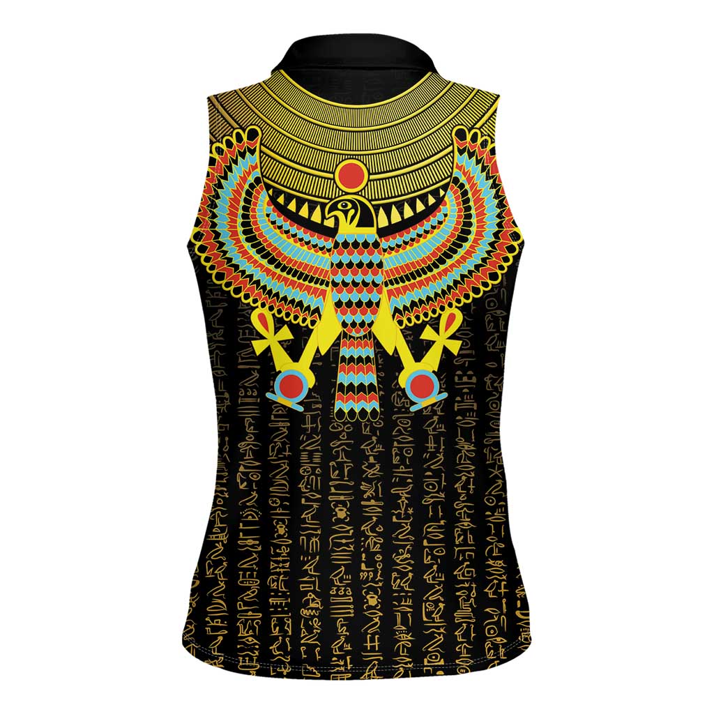 Ancient Egyptian Women Sleeveless Polo Shirt Symbol of Horus The Falcon God - Wonder Print Shop