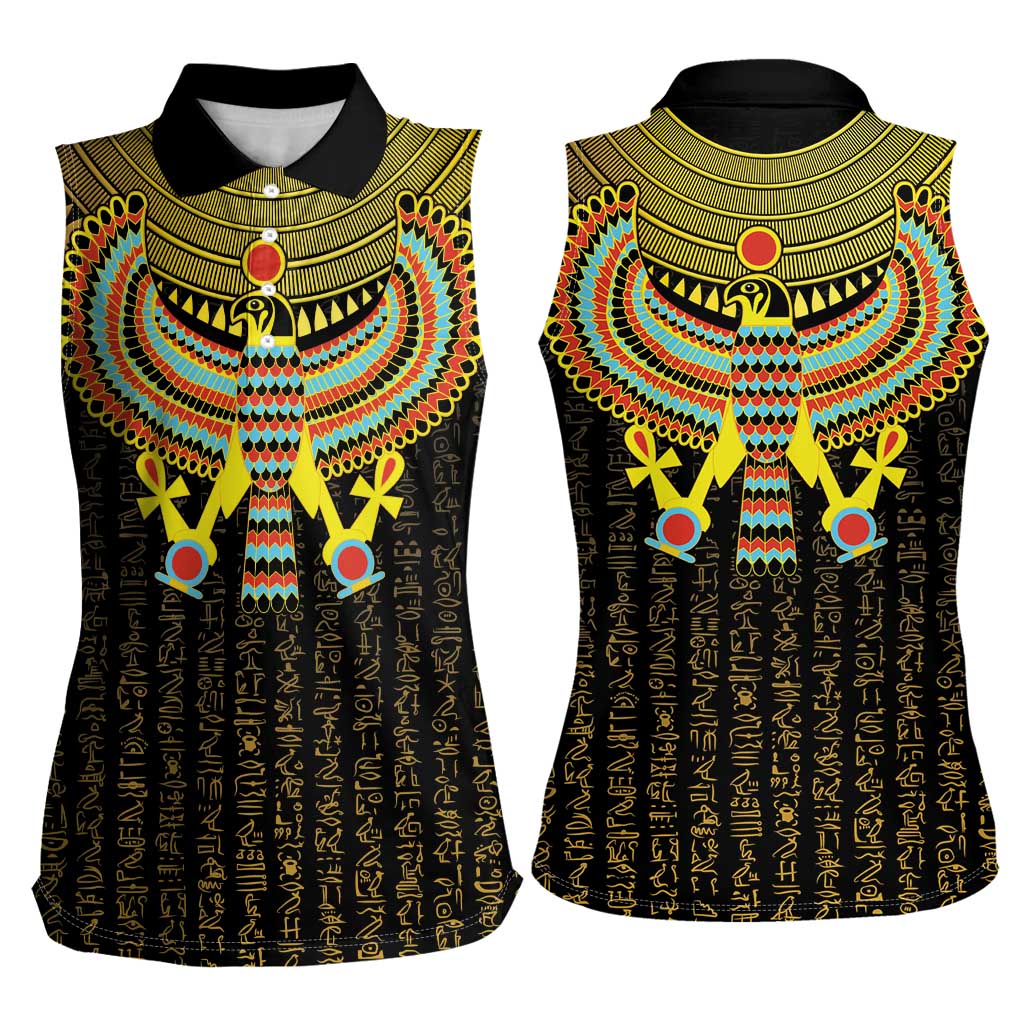 Ancient Egyptian Women Sleeveless Polo Shirt Symbol of Horus The Falcon God - Wonder Print Shop