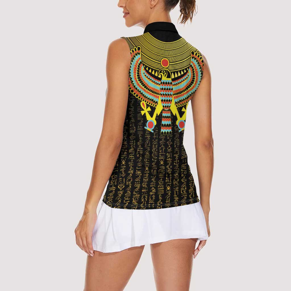 Ancient Egyptian Women Sleeveless Polo Shirt Symbol of Horus The Falcon God - Wonder Print Shop