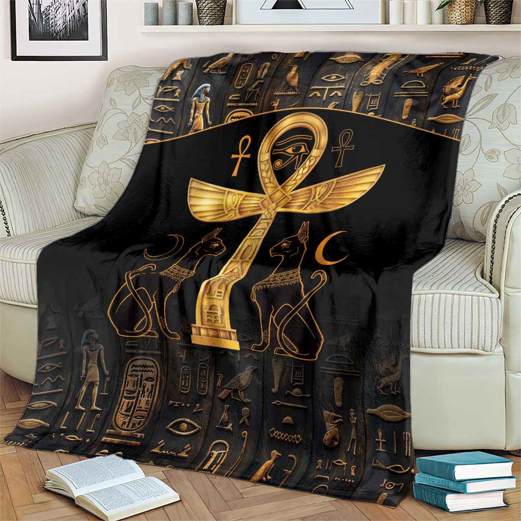 Ankh with Eye of Horus Blanket Ancient Egypt Culture