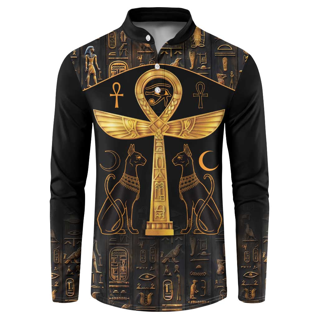 Ankh with Eye of Horus Button Sweatshirt Ancient Egypt Culture LT9 - Wonder Print Shop