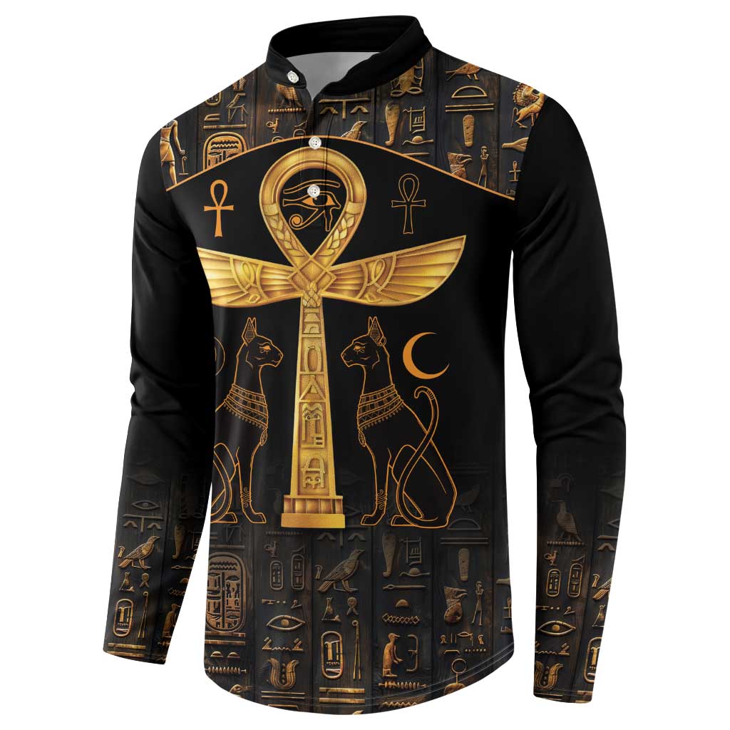 Ankh with Eye of Horus Button Sweatshirt Ancient Egypt Culture LT9 - Wonder Print Shop