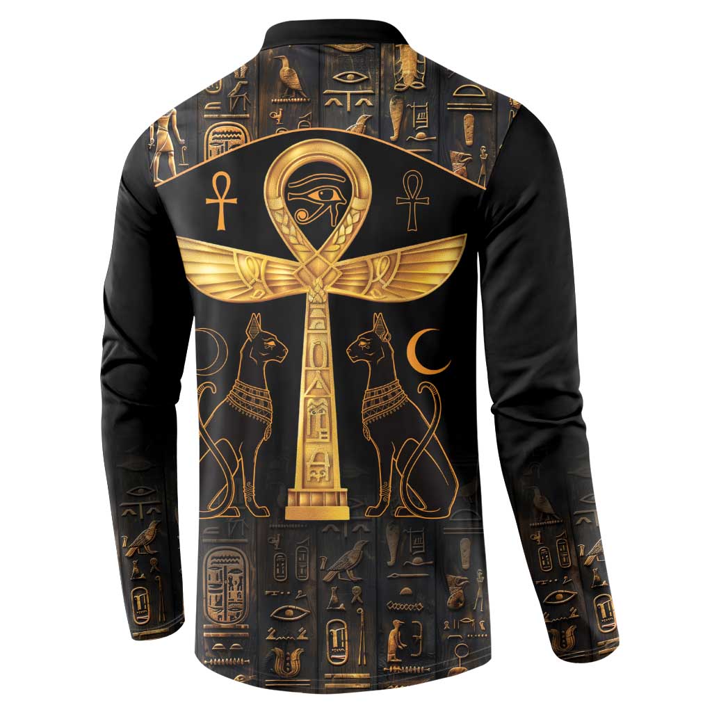 Ankh with Eye of Horus Button Sweatshirt Ancient Egypt Culture LT9 - Wonder Print Shop