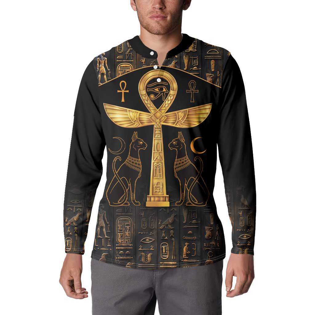 Ankh with Eye of Horus Button Sweatshirt Ancient Egypt Culture LT9 - Wonder Print Shop