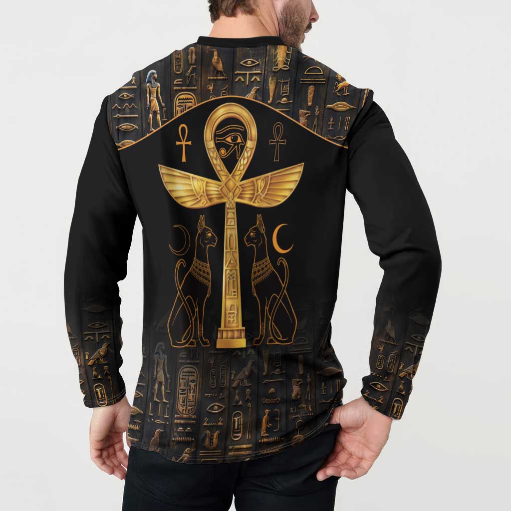 Ankh with Eye of Horus Button Sweatshirt Ancient Egypt Culture LT9 - Wonder Print Shop