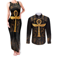Ankh with Eye of Horus Couples Matching Tank Maxi Dress and Long Sleeve Button Shirt Ancient Egypt Culture LT9 - Wonder Print Shop