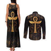 Ankh with Eye of Horus Couples Matching Tank Maxi Dress and Long Sleeve Button Shirt Ancient Egypt Culture LT9 - Wonder Print Shop