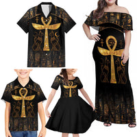Ankh with Eye of Horus Family Matching Off Shoulder Maxi Dress and Hawaiian Shirt Ancient Egypt Culture LT9 - Wonder Print Shop