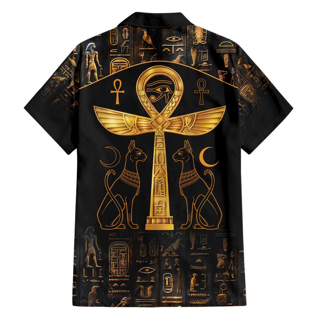Ankh with Eye of Horus Family Matching Short Sleeve Bodycon Dress and Hawaiian Shirt Ancient Egypt Culture - Wonder Print Shop