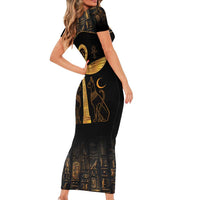 Ankh with Eye of Horus Family Matching Short Sleeve Bodycon Dress and Hawaiian Shirt Ancient Egypt Culture - Wonder Print Shop