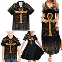 Ankh with Eye of Horus Family Matching Summer Maxi Dress and Hawaiian Shirt Ancient Egypt Culture - Wonder Print Shop