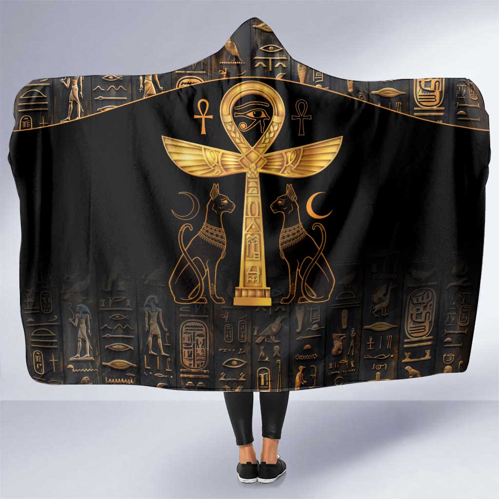 Ankh with Eye of Horus Hooded Blanket Ancient Egypt Culture