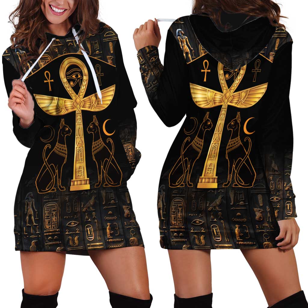 Ankh with Eye of Horus Hoodie Dress Ancient Egypt Culture - Wonder Print Shop