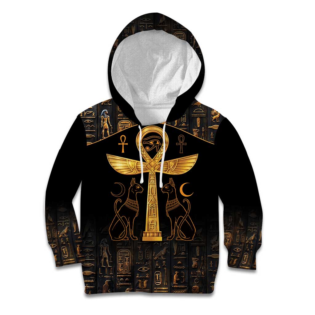 Ankh with Eye of Horus Kid Hoodie Ancient Egypt Culture - Wonder Print Shop