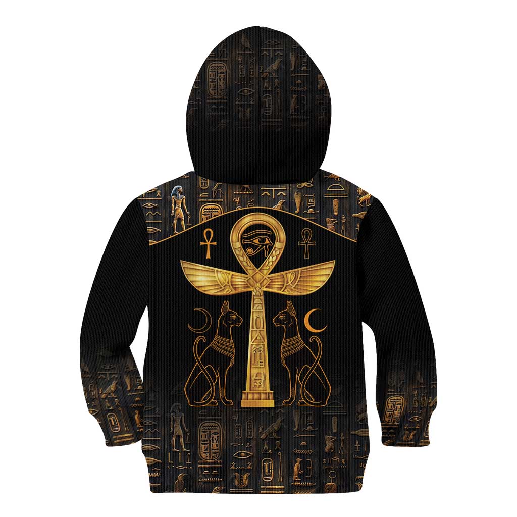 Ankh with Eye of Horus Kid Hoodie Ancient Egypt Culture - Wonder Print Shop