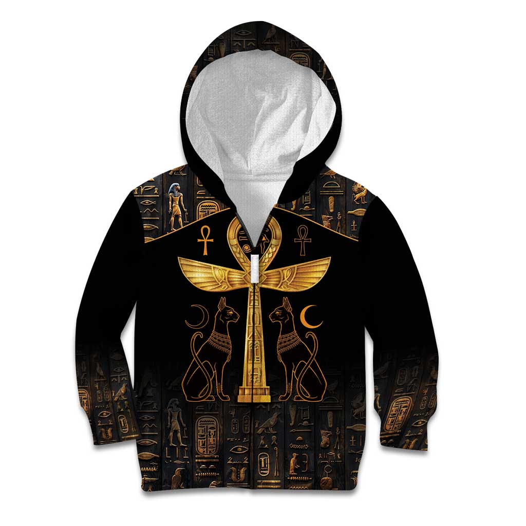 Ankh with Eye of Horus Kid Hoodie Ancient Egypt Culture - Wonder Print Shop