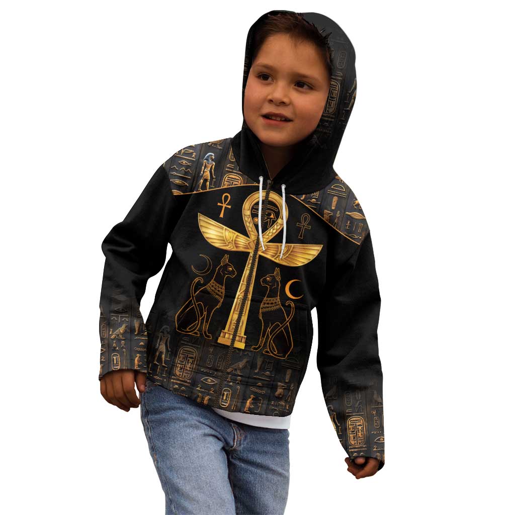 Ankh with Eye of Horus Kid Hoodie Ancient Egypt Culture - Wonder Print Shop